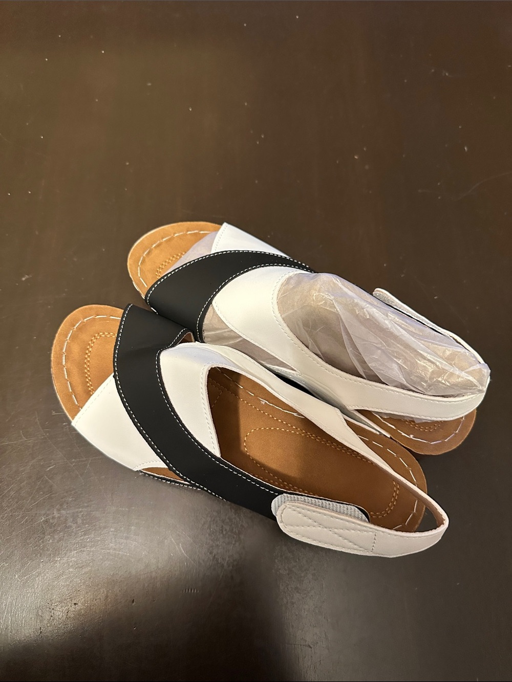 Women’s Black and White Slingback Sandals
